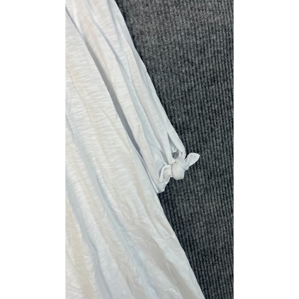 Susan Graver Top Womens Plus 4X White Square Neck Tie Sleeve Bohemian Peasant - Picture 4 of 10